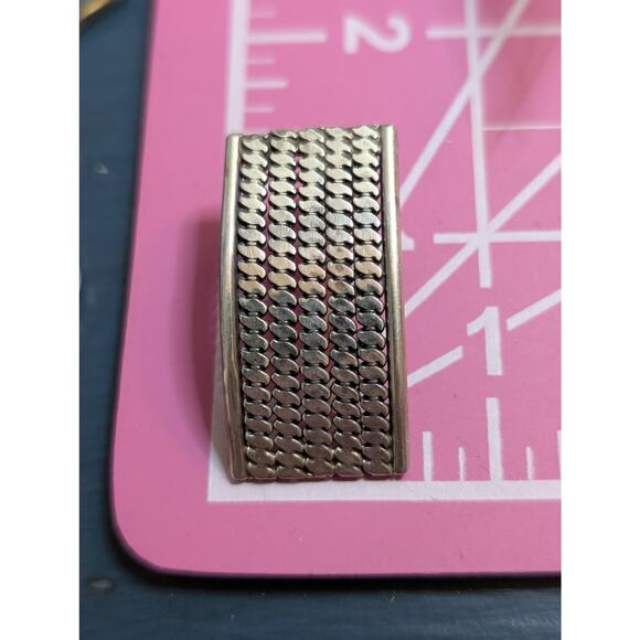 Vintage Sterling Silver Woven Curved 1.3" Pierced Post Earrings 9.12g - Picture 2 of 5